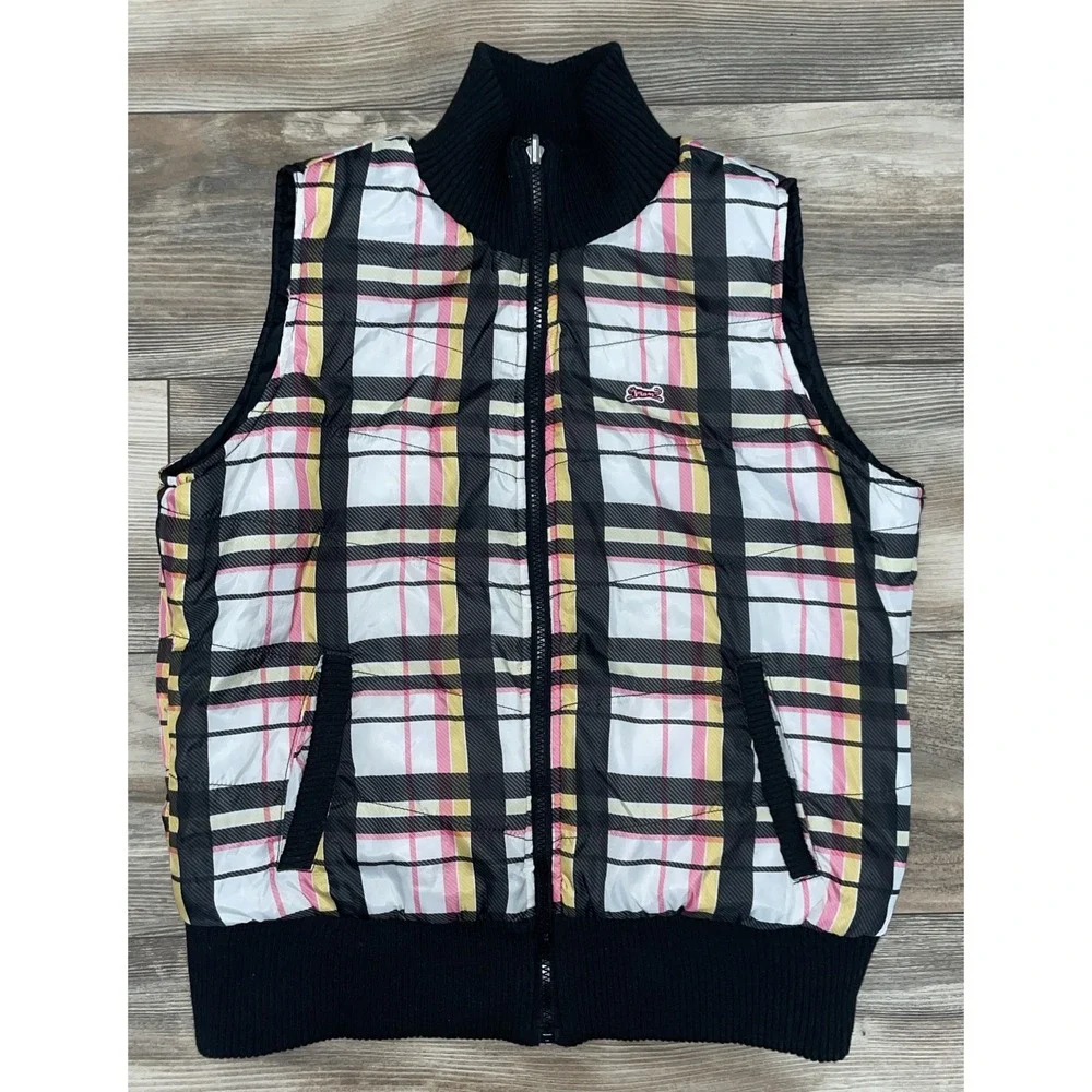 Le Tigre Women's Reversable Puffer Plaid Vest Size XL